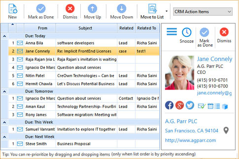 CRM Action Items